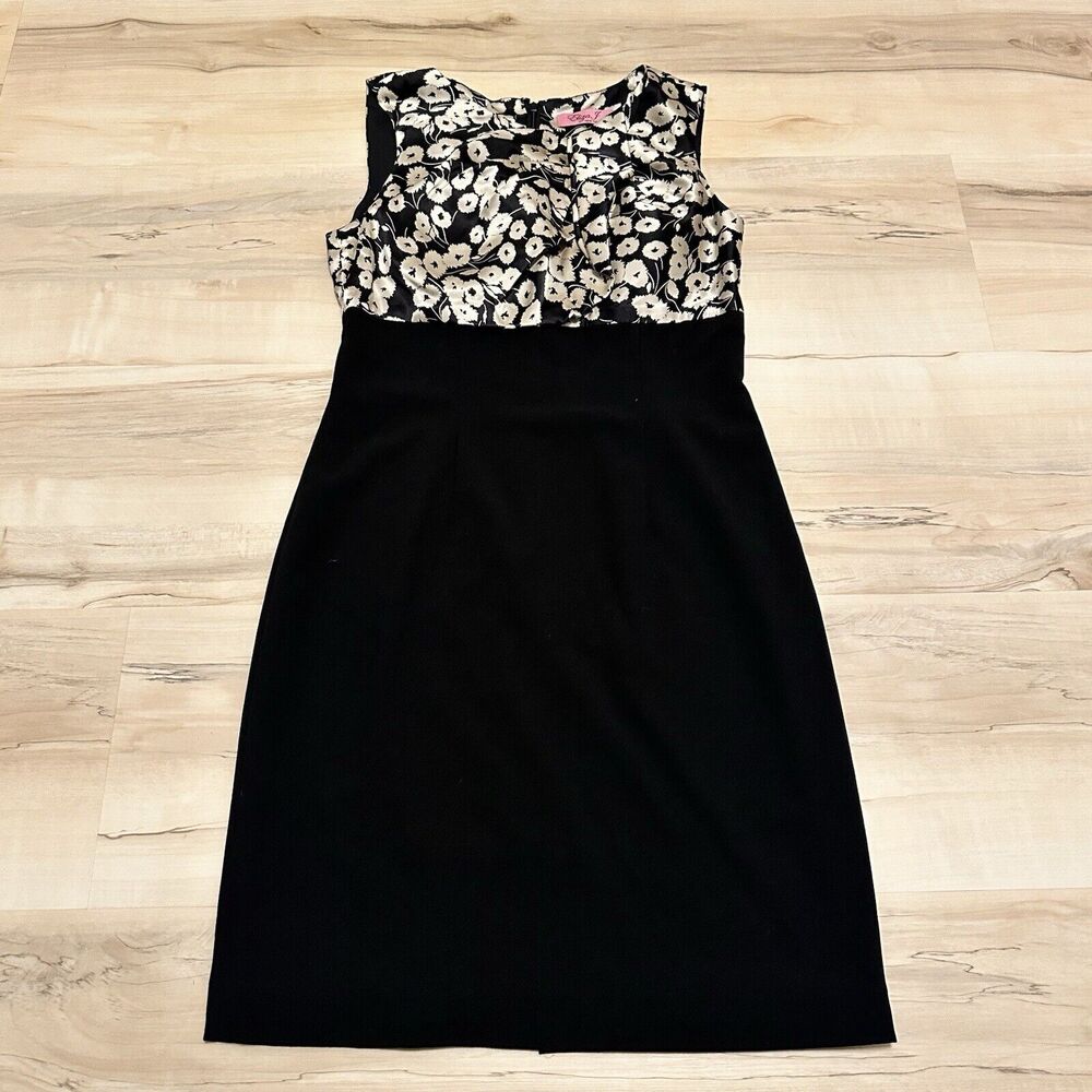 Eliza J Women 2 Dress Sheath Silk Top Floral Sleeveless Black‎